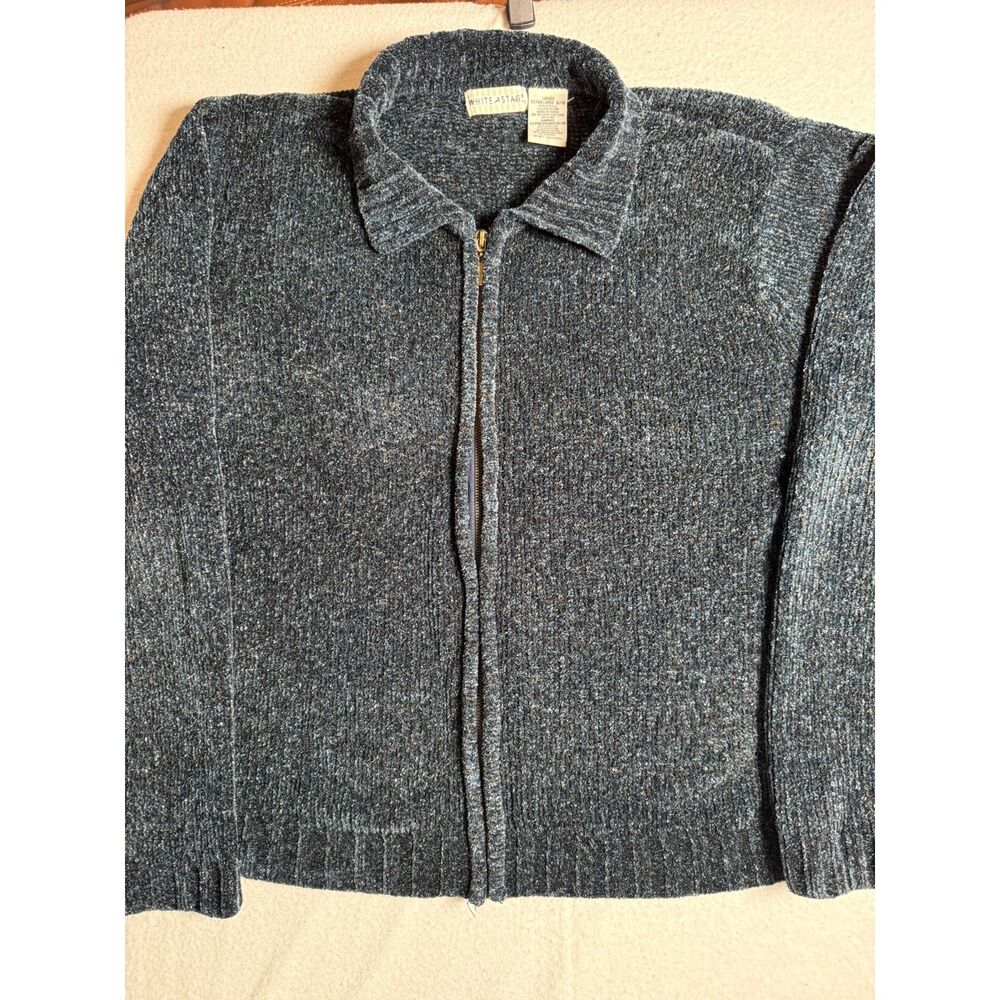 White Stag Sweater Jacket Women's Size XL 16/18 Blue Zip-up Front Heavy duty